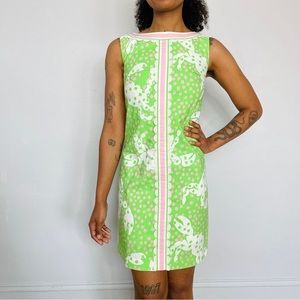 Lilly Pulitzer Pink‎ Label Lime Green Pink Polka Dot Not too Crabby Mini Dress